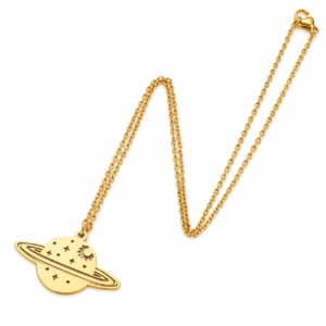 Pendentif planete saturne doré